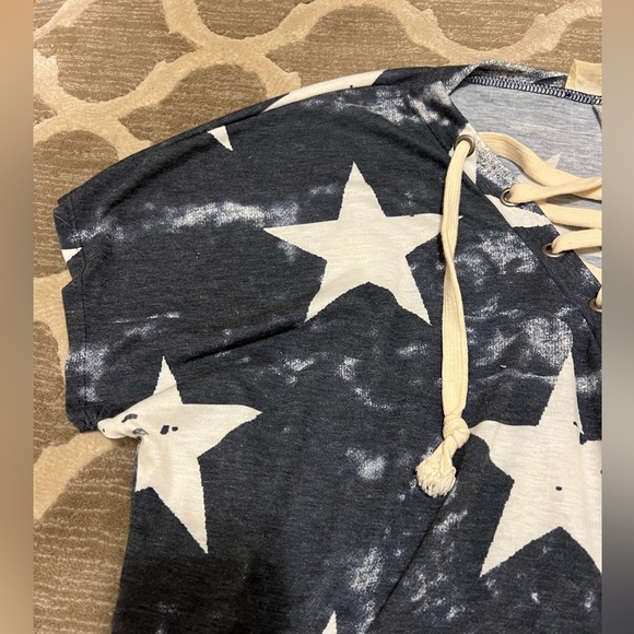 Navy Blue with White Stars Lace Up Detail One Size - Picture 4 of 5